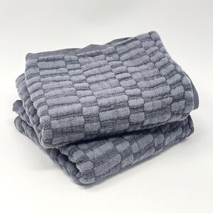 Brooklinen Slate Gray Woven Checkerboard King Pillow Shams Linen Cotton Set Of 2